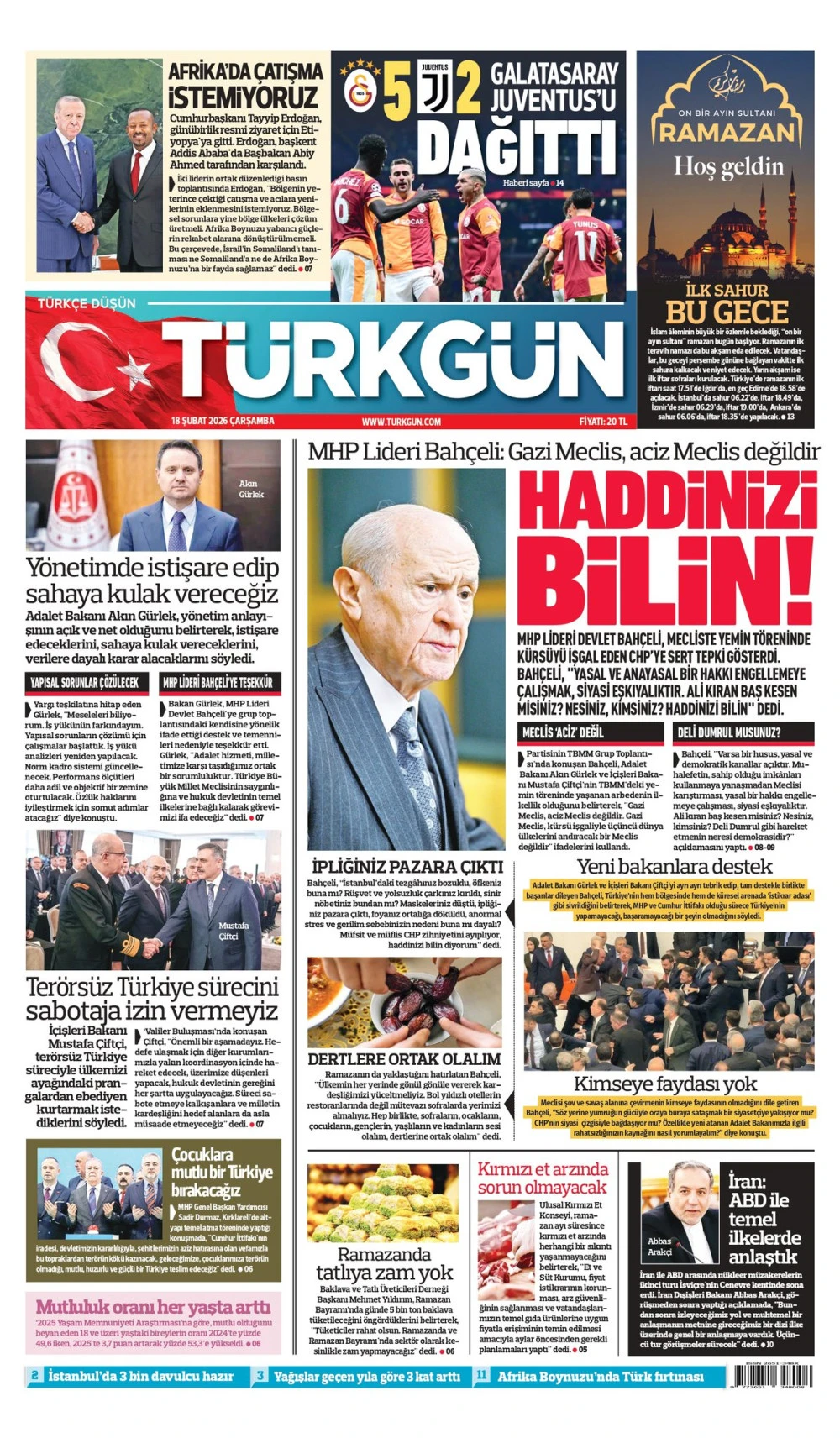 Gazetemizin 18 Şubat &Ccedil;arşamba baskısını inceleyebilirsiniz... #T&uuml;rkg&uuml;n #turkgungazetesi