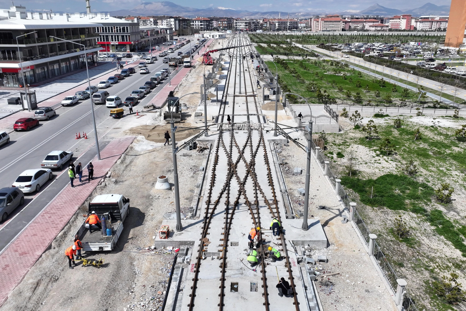 Konya&rsquo;da Stadyum-Şehir Hastanesi Tramvay Hattı hızla ilerliyor