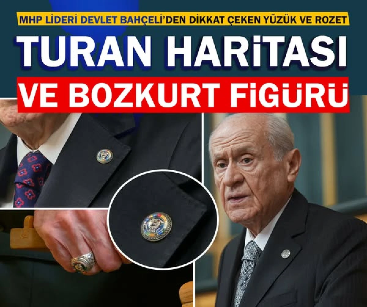 MHP Lideri Devlet Bahçeli’den dikkat çeken yüzük ve rozet: Turan haritası ve Bozkurt figürü 